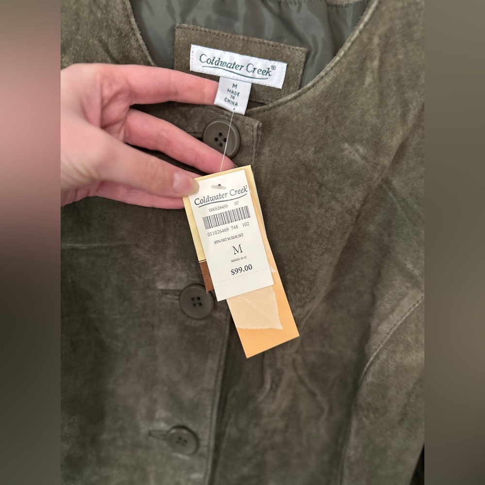 Vintage‎ 90s Olive Suede Jacket NEW WITH TAGS!! Size M - Picture 4 of 13